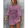 imageSOLY HUX Womens Oversized T Shirts Graphic Tees Casual Vintage Summer Tops Half Sleeve ShirtsPurple Cat