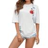 imageSOLY HUX Womens Oversized T Shirts Graphic Tees Casual Vintage Summer Tops Half Sleeve ShirtsWhite Floral