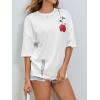 imageSOLY HUX Womens Oversized T Shirts Graphic Tees Casual Vintage Summer Tops Half Sleeve ShirtsWhite Floral