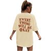 imageSOLY HUX Womens Oversized T Shirts Graphic Tees Letter Print Casual Trendy Summer Loose TopsApricot Printed