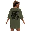 imageSOLY HUX Womens Oversized T Shirts Graphic Tees Letter Print Casual Trendy Summer Loose TopsArmy Green Printed