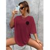 imageSOLY HUX Womens Oversized T Shirts Graphic Tees Letter Print Casual Trendy Summer Loose TopsBurgundy Printed