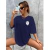 imageSOLY HUX Womens Oversized T Shirts Graphic Tees Letter Print Casual Trendy Summer Loose TopsDark Blue Printed