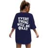 imageSOLY HUX Womens Oversized T Shirts Graphic Tees Letter Print Casual Trendy Summer Loose TopsDark Blue Printed
