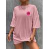 imageSOLY HUX Womens Oversized T Shirts Graphic Tees Letter Print Casual Trendy Summer Loose TopsPink