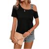 imageSOLY HUX Womens Striped Tee Cold Shoulder Short Sleeve Summer T Shirt TopsBlack and White Striped