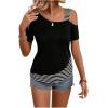 imageSOLY HUX Womens Striped Tee Cold Shoulder Short Sleeve Summer T Shirt TopsBlack and White Striped