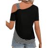 imageSOLY HUX Womens Striped Tee Cold Shoulder Short Sleeve Summer T Shirt TopsBlack and White Striped
