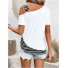 imageSOLY HUX Womens Striped Tee Cold Shoulder Short Sleeve Summer T Shirt TopsWhite Striped