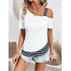 imageSOLY HUX Womens Striped Tee Cold Shoulder Short Sleeve Summer T Shirt TopsWhite Striped