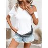 imageSOLY HUX Womens Striped Tee Cold Shoulder Short Sleeve Summer T Shirt TopsWhite Striped