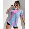 imageSOLY HUX Womens Tie Dye Shirt Short Sleeve Round Neck Tees Casual T Shirts Summer TopsBlue Tie Dye