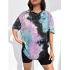 imageSOLY HUX Womens Tie Dye Shirt Short Sleeve Round Neck Tees Casual T Shirts Summer TopsMulticoloured Letter Print
