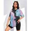 imageSOLY HUX Womens Tie Dye Shirt Short Sleeve Round Neck Tees Casual T Shirts Summer TopsMulticoloured Letter Print