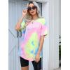imageSOLY HUX Womens Tie Dye Shirt Short Sleeve Round Neck Tees Casual T Shirts Summer TopsMulticoloured Pink Tie Dye