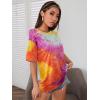 imageSOLY HUX Womens Tie Dye Shirt Short Sleeve Round Neck Tees Casual T Shirts Summer TopsOrange Tie Dye