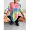 imageSOLY HUX Womens Tie Dye Shirt Short Sleeve Round Neck Tees Casual T Shirts Summer TopsPink Tie Dye