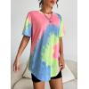imageSOLY HUX Womens Tie Dye Shirt Short Sleeve Round Neck Tees Casual T Shirts Summer TopsPink Tie Dye