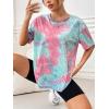imageSOLY HUX Womens Tie Dye Shirt Short Sleeve Round Neck Tees Casual T Shirts Summer TopsTie Dye Pink