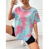 imageSOLY HUX Womens Tie Dye Shirt Short Sleeve Round Neck Tees Casual T Shirts Summer TopsTie Dye Pink