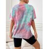 imageSOLY HUX Womens Tie Dye Shirt Short Sleeve Round Neck Tees Casual T Shirts Summer TopsTie Dye Pink