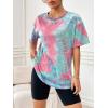 imageSOLY HUX Womens Tie Dye Shirt Short Sleeve Round Neck Tees Casual T Shirts Summer TopsTie Dye Pink