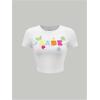 imageSOLY HUX Womens Y2K Graphic Crop Top Short Sleeve Sexy Cute TShirts Tee Crop TopWhite Flower