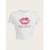 imageSOLY HUX Womens Y2K Graphic Crop Top Short Sleeve Sexy Cute TShirts Tee Crop TopWhite Lips