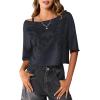 imageSOLY HUX Womens Y2K Grunge Shirts Short Sleeve Off Shoulder Crop Graphic Tees Goth Skull TopsDark Grey Graphic