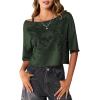 imageSOLY HUX Womens Y2K Grunge Shirts Short Sleeve Off Shoulder Crop Graphic Tees Goth Skull TopsGreen Graphic