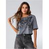 imageSOLY HUX Womens Y2K Grunge Shirts Short Sleeve Off Shoulder Crop Graphic Tees Goth Skull TopsGrey Graphic