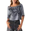 imageSOLY HUX Womens Y2K Grunge Shirts Short Sleeve Off Shoulder Crop Graphic Tees Goth Skull TopsGrey Graphic