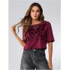 imageSOLY HUX Womens Y2K Grunge Shirts Short Sleeve Off Shoulder Crop Graphic Tees Goth Skull TopsRed Graphic