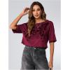 imageSOLY HUX Womens Y2K Grunge Shirts Short Sleeve Off Shoulder Crop Graphic Tees Goth Skull TopsRed Graphic