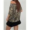 imageSOLY HUX Womens Y2k Camo T Shirt Off The Shoulder Short Sleeve Summer Tops Streetwear T ShirtMulticoloured Maple Leaf