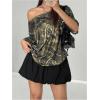 imageSOLY HUX Womens Y2k Camo T Shirt Off The Shoulder Short Sleeve Summer Tops Streetwear T ShirtMulticoloured Maple Leaf