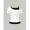imageSOLY HUX Womens Y2k Goth Graphic Tees Cold Shoulder Short Sleeve T Shirt Color Block Summer TopsWhite Graphic