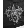 imageSOLY HUX Womens Y2k Graphic Tees Lace Trim Cold Shoulder Long Sleeve Star Print T Shirt Crop TopsBlack Star