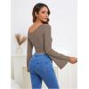 imageSOLY HUX Womens Y2k Graphic Tees Lace Trim Cold Shoulder Long Sleeve Star Print T Shirt Crop TopsDark Grey Star