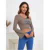 imageSOLY HUX Womens Y2k Graphic Tees Lace Trim Cold Shoulder Long Sleeve Star Print T Shirt Crop TopsDark Grey Star