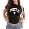 imageSOLY HUX Womens Y2k Mexico Graphic Tees Short Sleeve Letter Print Color Block Crop Tops T ShirtBlack Heart