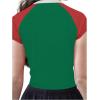 imageSOLY HUX Womens Y2k Mexico Graphic Tees Short Sleeve Letter Print Color Block Crop Tops T ShirtGreen Letter
