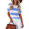 imageSOLY HUX Womens Color Block Striped TShirt Summer Casual Crew Neck Short Sleeve Tee TopsLight Blue and White