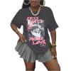 imageSOLY HUX Womens Graphic Tees Letter Print Short Sleeve Drop Shoulder Casual T Shirt TopsDark Grey Graphic