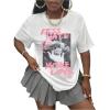 imageSOLY HUX Womens Graphic Tees Letter Print Short Sleeve Drop Shoulder Casual T Shirt TopsWhite Letter