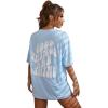 imageSOLY HUX Womens Graphic Tees Oversized T Shirts Basic Letter Print Short Sleeve Loose Fit TopsBlue