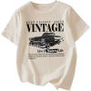 imageSOLY HUX Womens Letter Graphic Tees Drop Shoulder Short Sleeve Crew Neck Casual T Shirt TopsApricot Car