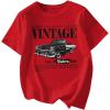 imageSOLY HUX Womens Letter Graphic Tees Drop Shoulder Short Sleeve Crew Neck Casual T Shirt TopsRed Car