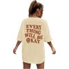 imageSOLY HUX Womens Oversized T Shirts Graphic Tees Letter Print Casual Trendy Summer Loose TopsApricot Printed
