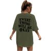 imageSOLY HUX Womens Oversized T Shirts Graphic Tees Letter Print Casual Trendy Summer Loose TopsArmy Green Printed